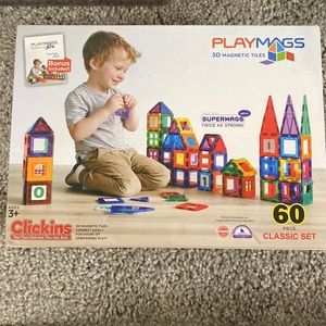NEW Playmags Magnet Tiles 60 Piece Set